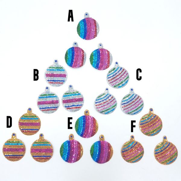 Sequin and Embroidery Christmas Ornaments Patches - Ships from USA