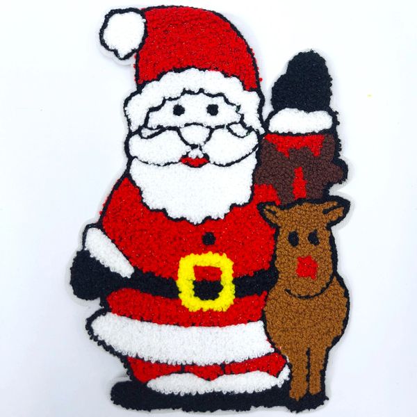 Chenille Patch: Santa Claus with Reindeer