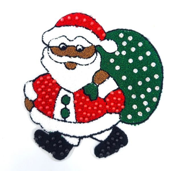 Chenille Patch: Santa Claus with Rhinestones and Pearls