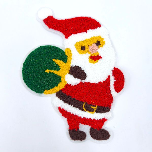 Chenille Patch: Santa Claus with Green Bag