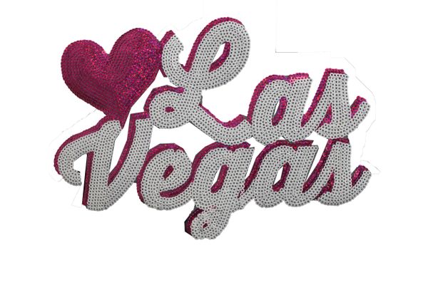 Pink Heart and White Las Vegas: Sequin Patch