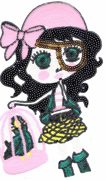 Sequin Patch: Colorful Pirate Girl