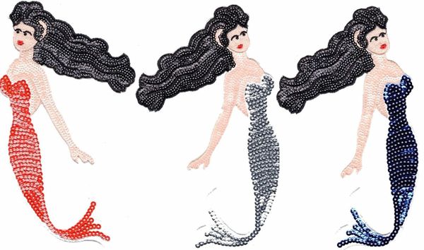 Sequin and Embroidery Patch: Three Little Mermaids