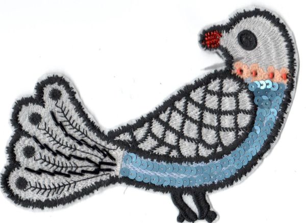 Sequin, Embroidery and Beading Patch: Colorful Pigeon