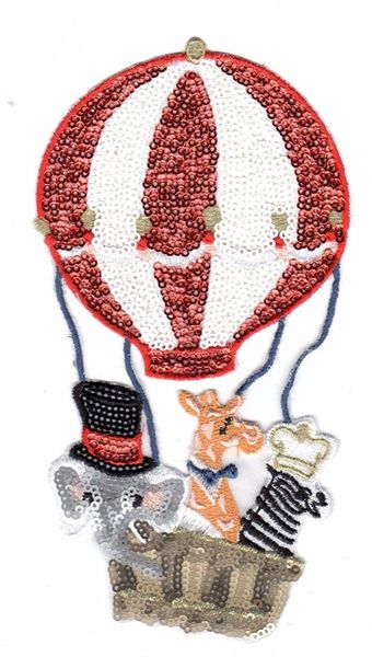 Sequin and Embroidery Patch: Hot Air Balloon w/ Animals