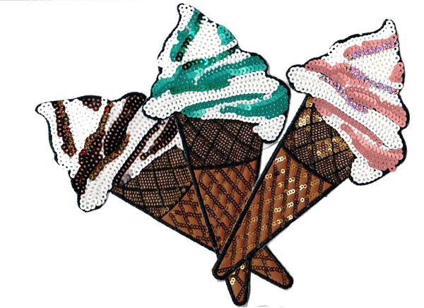 Sequin Patch: Set of 3 Ice Cream Cones