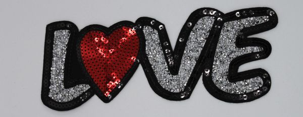 Sequin Patch: Rhinestone LOVE