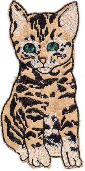 Sequin and Embroidery Patch: Large Faux-Fur Bobtail Cat