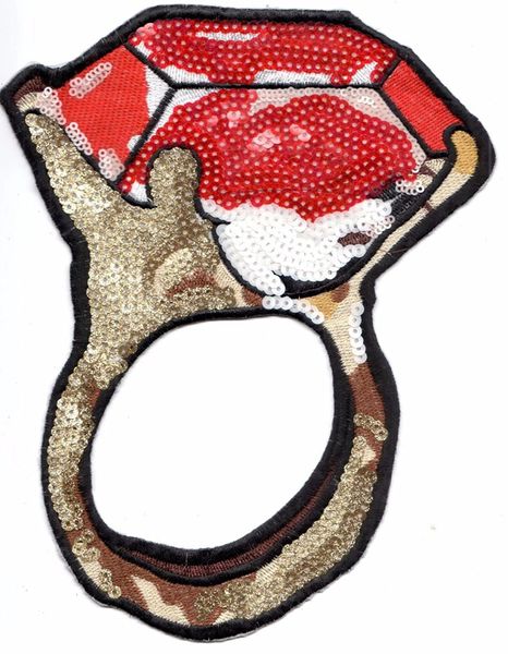 Sequin and Embroidery Patch: Ruby Ring