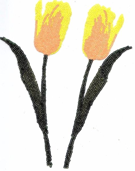 Sequin Patch: Set 2 Yellow Tulips