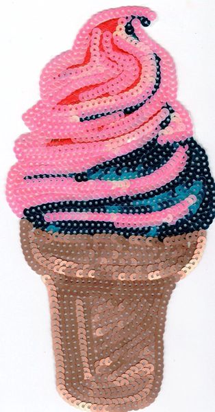 Pink and Brown Ice Cream Cone: Sequin Patch