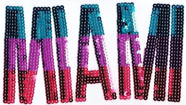 Blue, Purple, Red "MIAMI": Sequin Patch