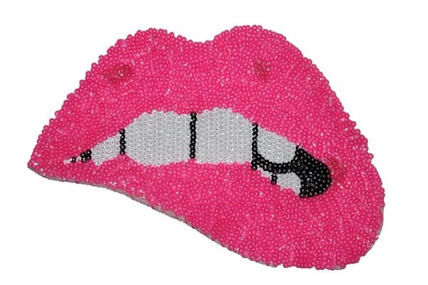 Sequin Patch: Pink Biting On Lips