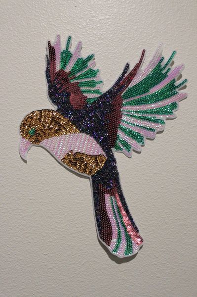 Sequin Patch: Large Colorful Bird In Flight