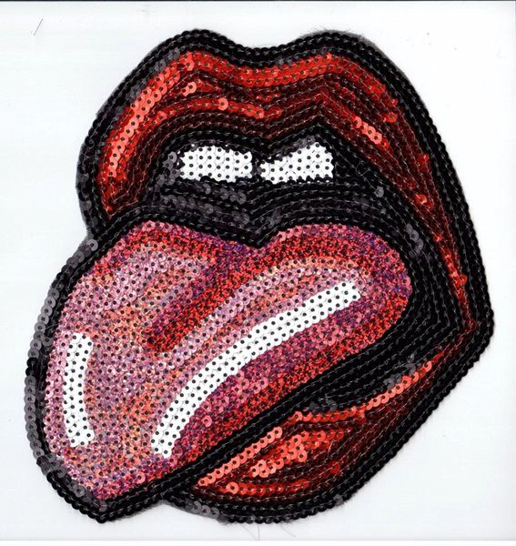 Sequin Patch: Lips with Tongue Out