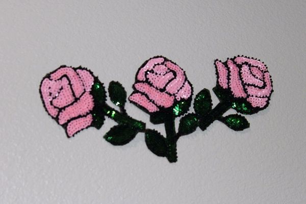 Sequin Patch: Set of 3 Pink Flowers