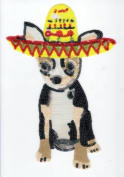 Sequin Patch: Sombrero Dog