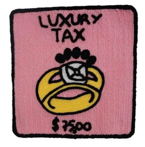 Gold and Pink "Luxury Tax 7500": Chenille Patch