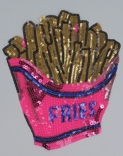 Sequin Patch: Hot Pink Fries