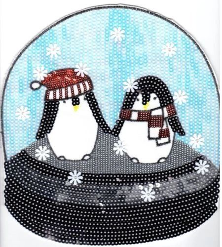 Sweet Penguins Snow Globe: Sequin Patch and Hand-Beading