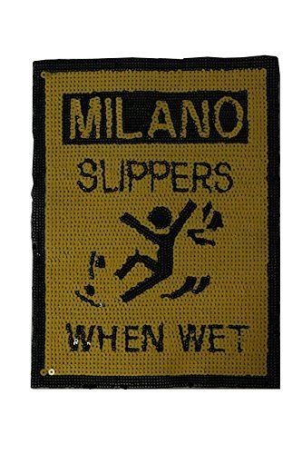 Milano Slippers When Wet caution sign Sequin Patch