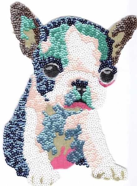 Sequin Patch: Colorful Boston Terrier