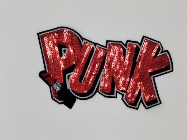 Sequin and Embroidery Patch: Reflective red PUNK