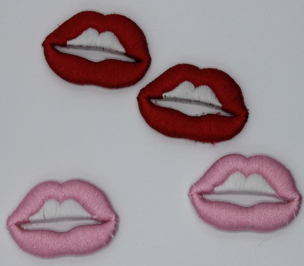 Embroidery Patch: Set of 4 (2-2) Pink and Red Lips