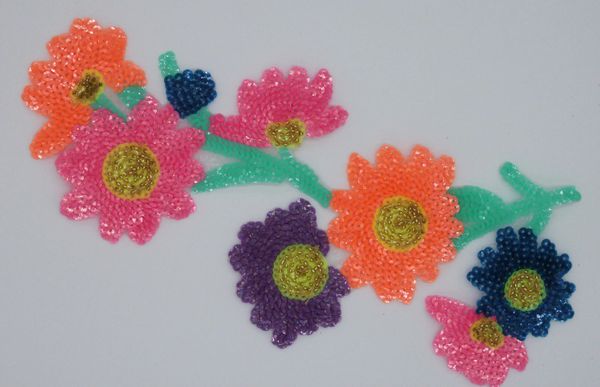 Sequin Patch: Neon Flowers