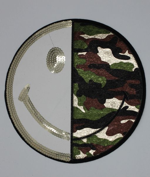 Faux Leather Patch: Half Army Smiley