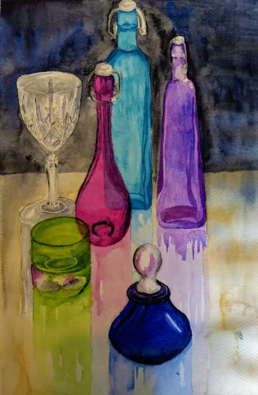 Glass still life in watercolours - Art portfolio preparation