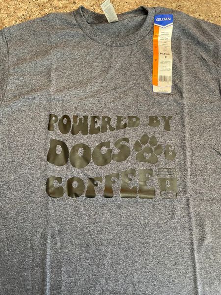 Powered By Dogs & Coffee Adult shirt