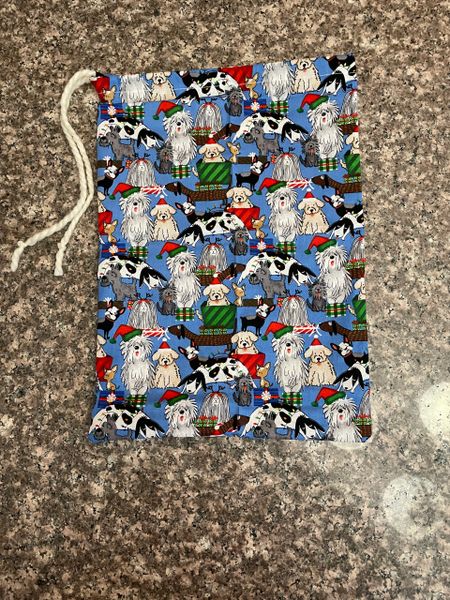 Reusable Gift Bag Holiday Dogs