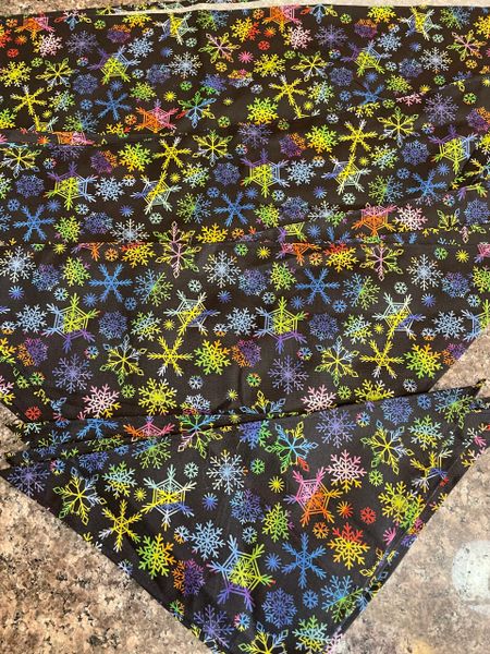 Multi color snowflakes on blk