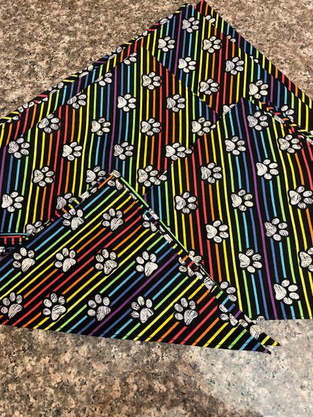 Rainbow stripes with paw prints