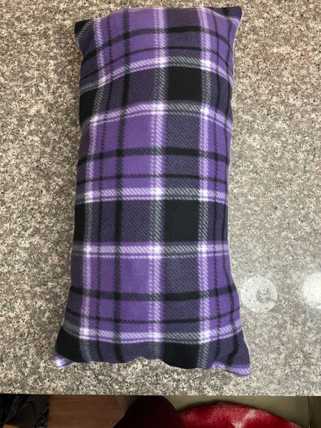 Purple plaid with pink polka dots pillow