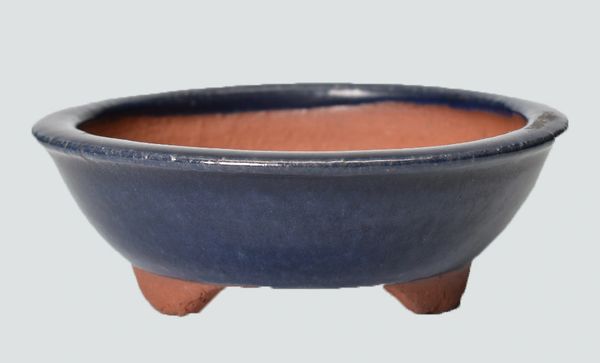 Deep Blue Glazed Round Japanese Bonsai Pot Youzan
