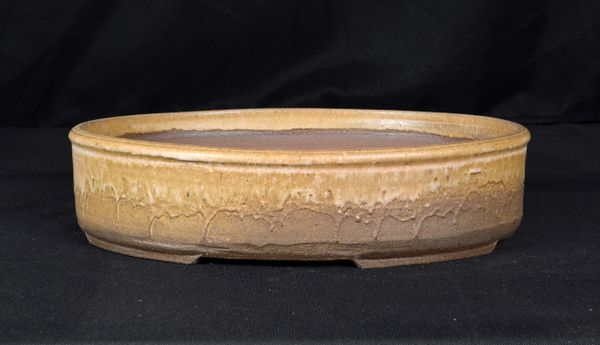 Two Tone Brown/Tan Oval Pot 12"