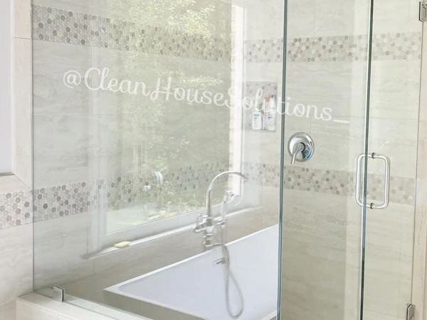 Beautiful bathroom shower cleaning & disinfecting. Bathroom mirror cleaning. Luxury Bathroom shower
