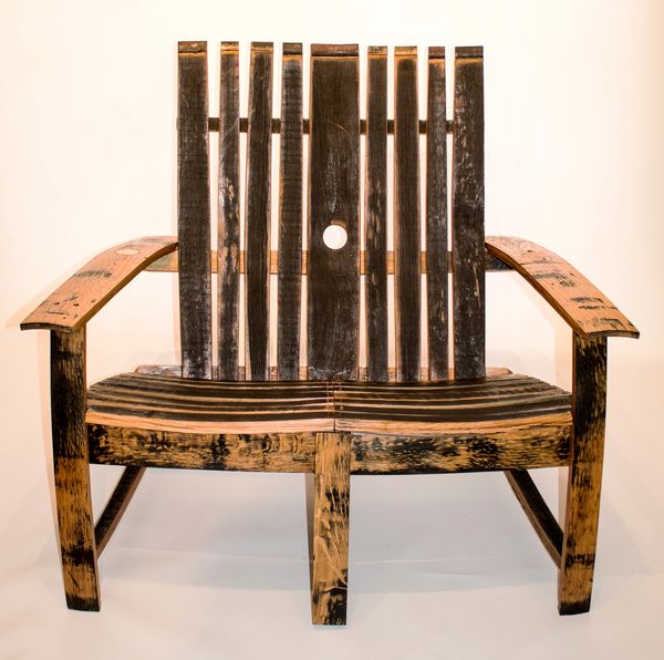 Oak Whisky Barrel 2 Seat Adirondack Garden Chair Bench Beespoke