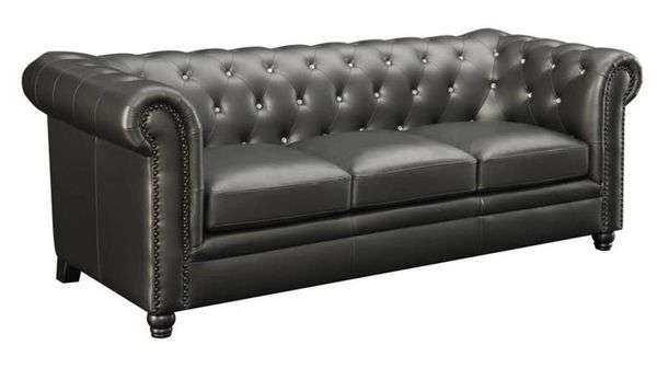 Gunmetal Bonded Leather Sofa From The Roy Collection