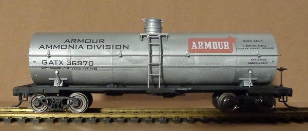 Armour Ammonia Tanker car HO decal set