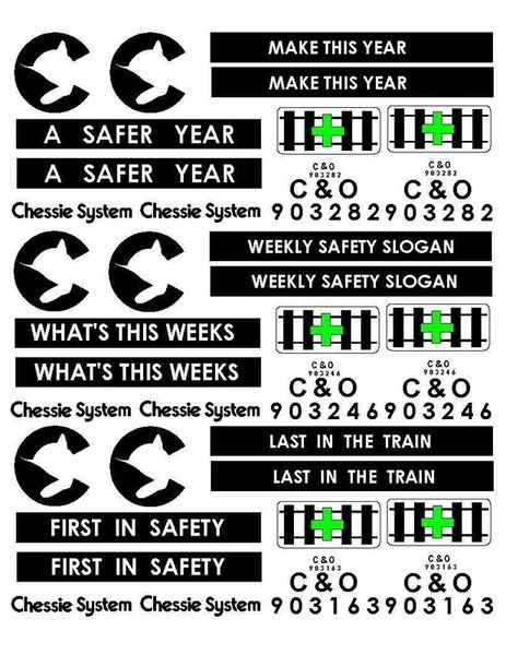 CHESSIE SYSTEM SAFETY CABOOSE G-CAL DECAL SET. PICK 1 OF 3 DIFFERENT SETS.