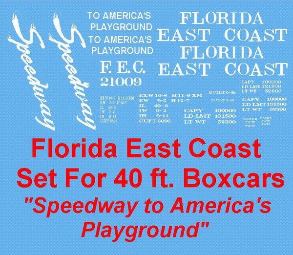 FLORIDA EAST COAST "PLAYGROUND" G-CAL DECAL SET