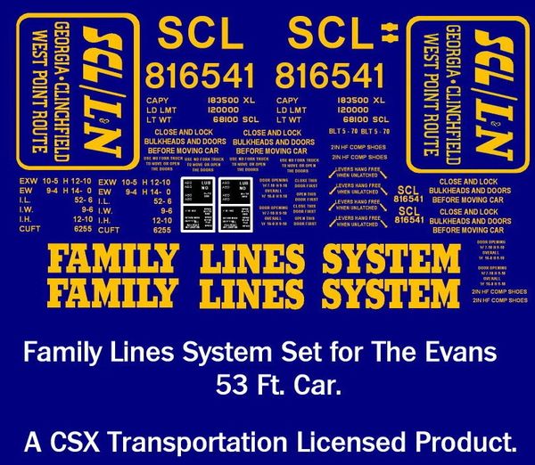 FAMILY LINES G-CAL DECAL SET FOR ARISTOCRAP EVANS CAR