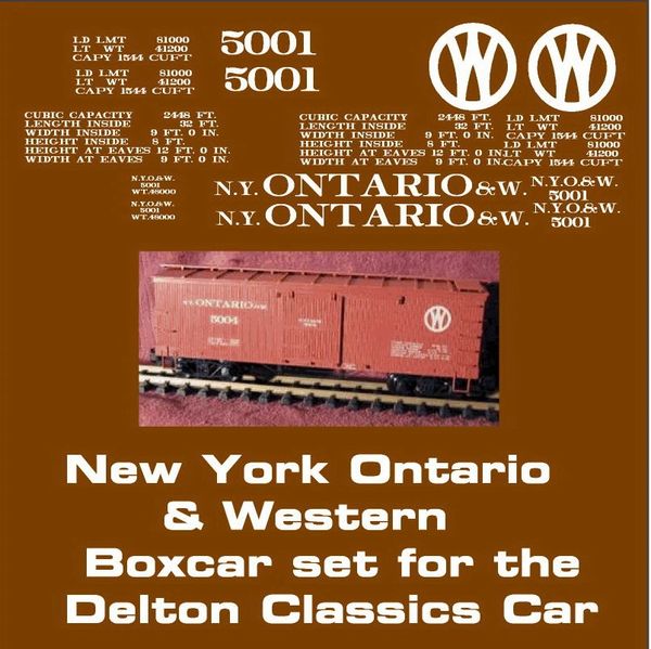 NEW YORK ONTARIO AND WESTERN RR WOOD BOXCAR G-CAL DECAL SET.