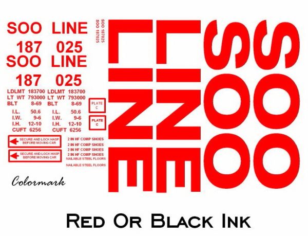 SOO LINE 50 FT STEEL BOXCAR G-CAL DECAL SET