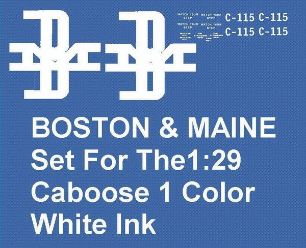 BOSTON AND MAINE CABOOSE G-CAL DECAL SET.