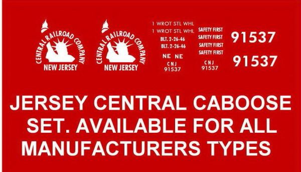 JERSEY CENTRAL RR CABOOSE G-CAL DECAL SET