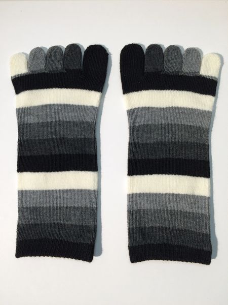 Toe Sock 5 Toes Socks/ Black,Gray,White Streak
